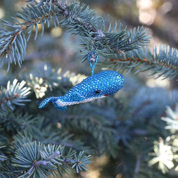 Beaded Blue Whale Ornament