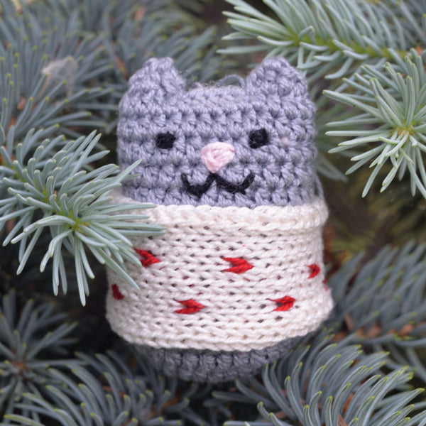 Crochet Animals in Scarves Ornaments, set of 6