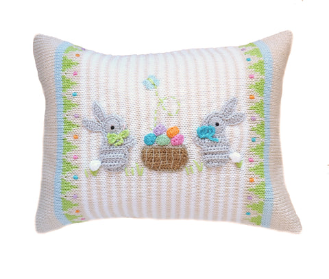 Easter Basket Bunny 8x11" Pillow, Ecru
