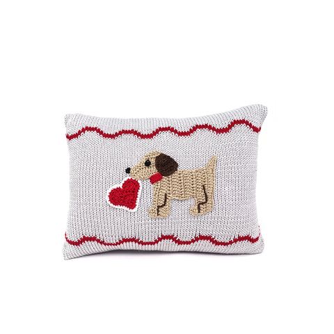 Valentine Puppy Mini Pillow, Grey