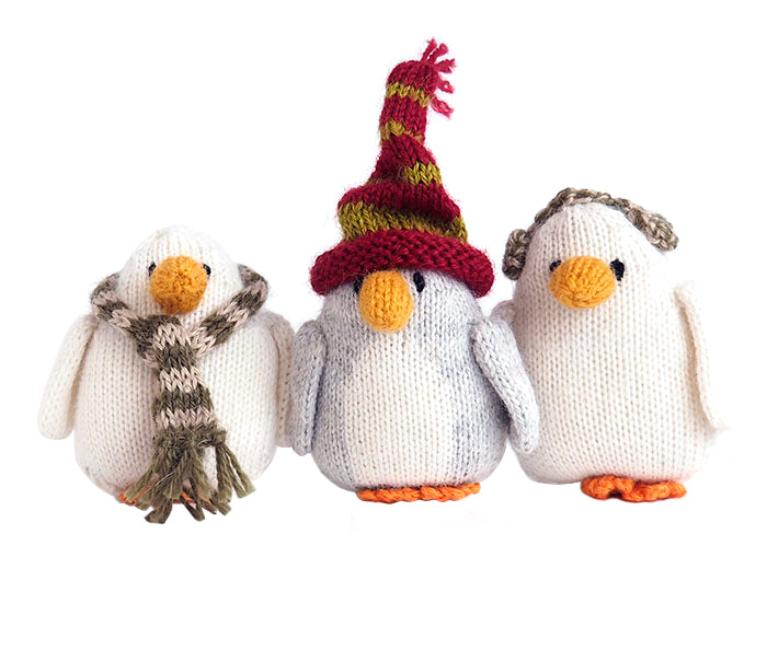 Handmade Felted Wool Penguin ornaments (Set of 6) - Cozy Penguins