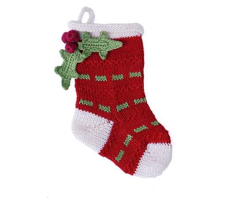 Mini Holly Stocking, Red
