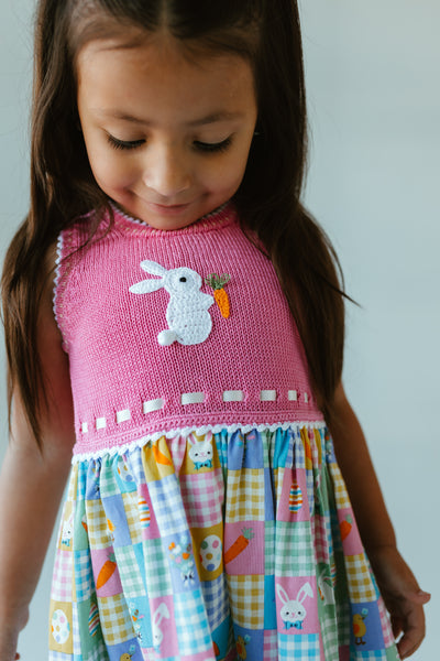 Springtime Gingham Bunny Dress
