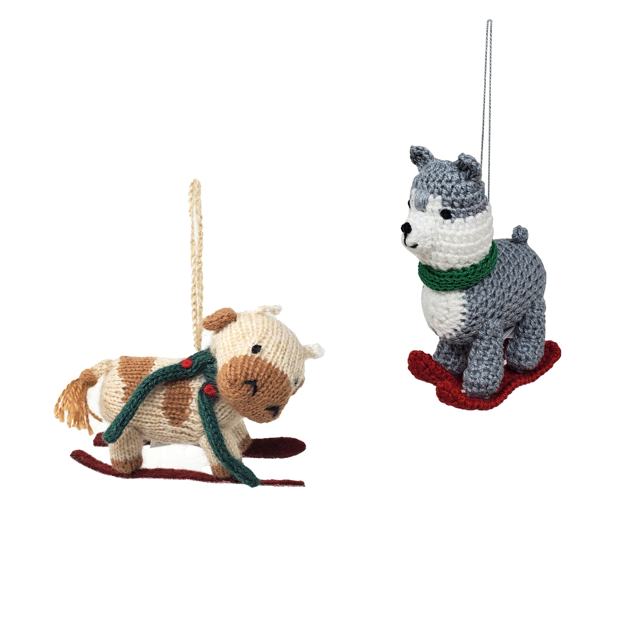 Skiing Animals Holiday Ornaments