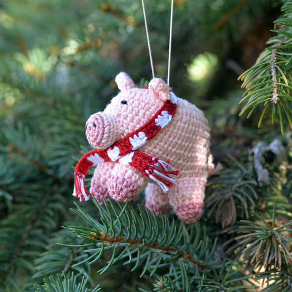 Crochet Pig Ornaments, set of 3