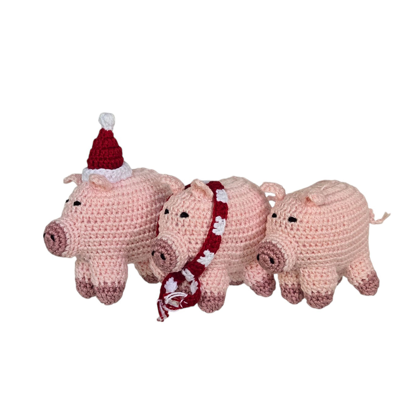 Crochet Pig Ornaments, set of 3