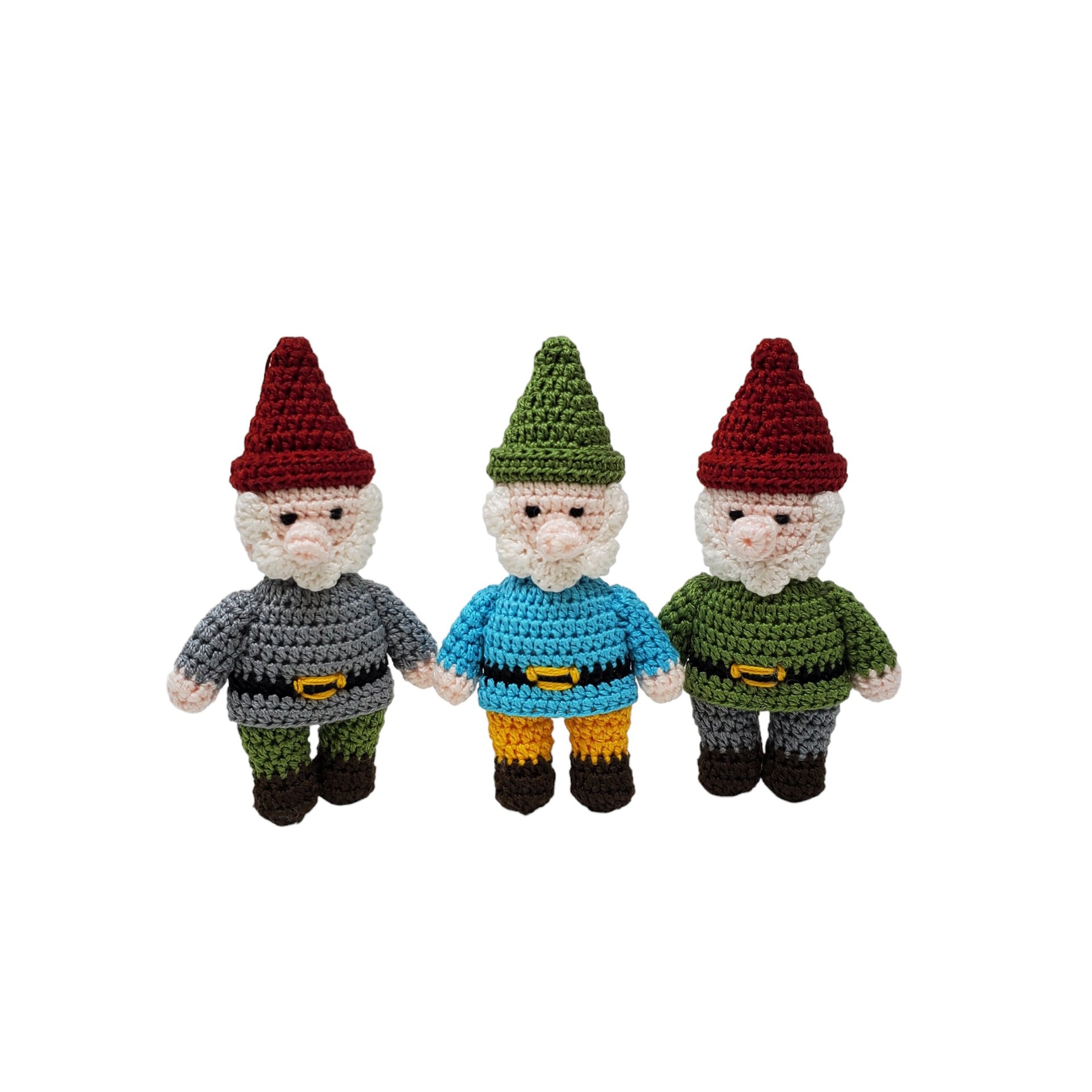 Crochet Gnome Ornaments, set of 3
