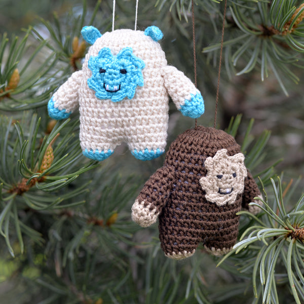 Big Foot and Yeti Ornaments, set of 2