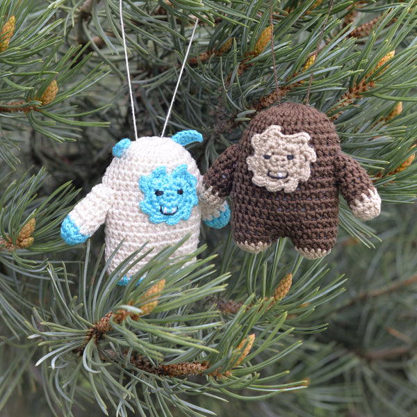 Big Foot and Yeti Ornaments, set of 2