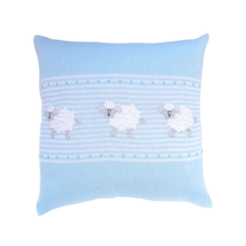 Lamb 14" Pillow, Blue/White