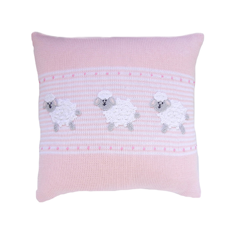 Lamb 14" Pillow, Pink/White