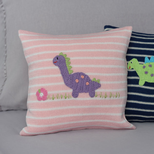 Dinosaur 10" Pillow, Pink