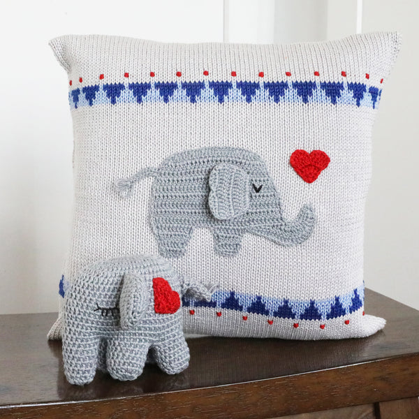 Elephant with Heart 10" Pillow