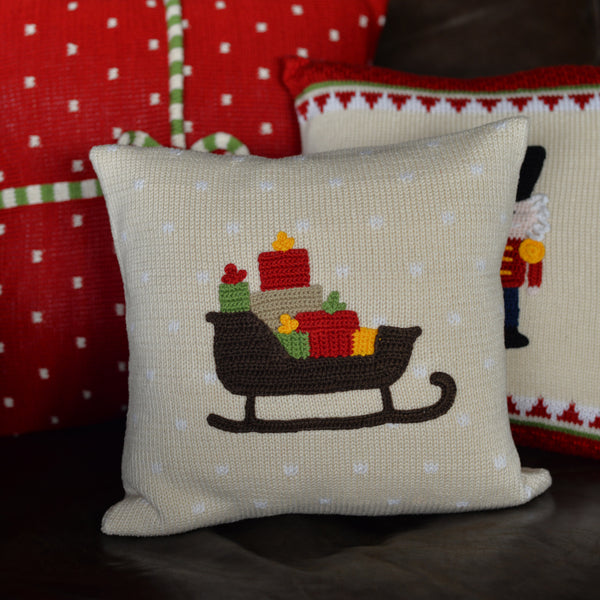 Holiday Sleigh Pillow 10"