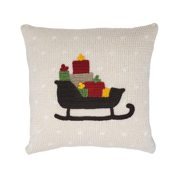 Holiday Sleigh Pillow 10"