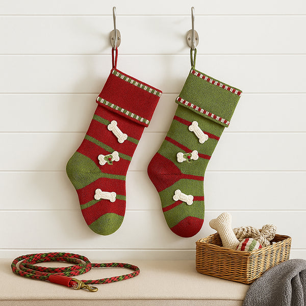 Dog Bone Stocking, Red