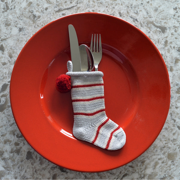 Mini Candy Stripe Stocking, Grey