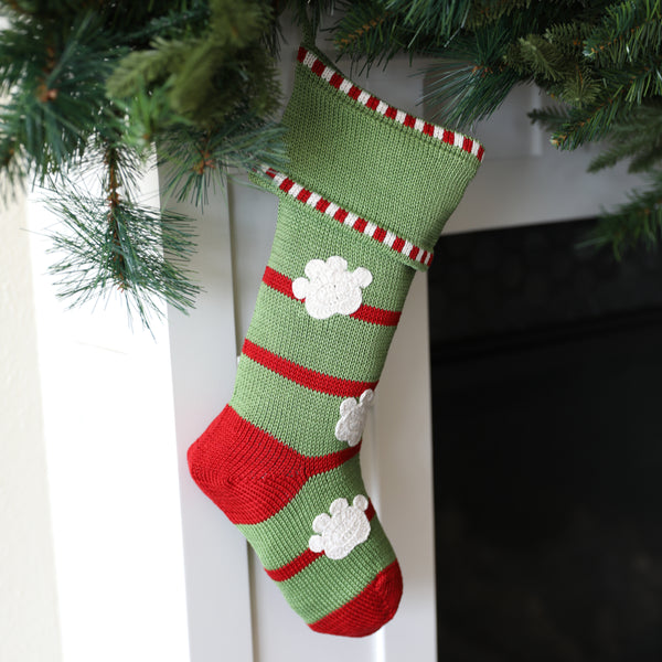 Paw Print Stocking, Green
