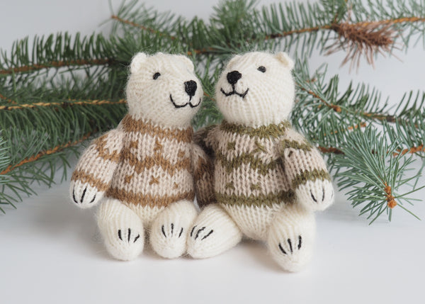 Polar Bear in Sweater Ornament- set of 2