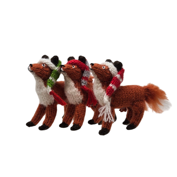 Fox with Hat Ornament - Set of 3