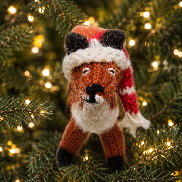 Fox with Hat Ornament - Set of 3