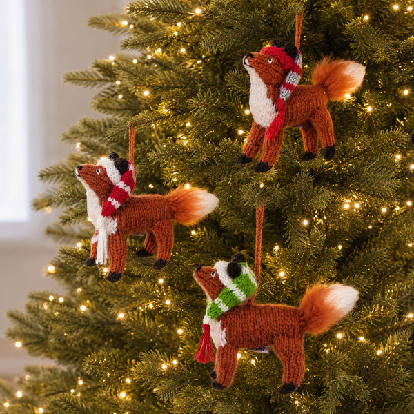 Fox with Hat Ornament - Set of 3