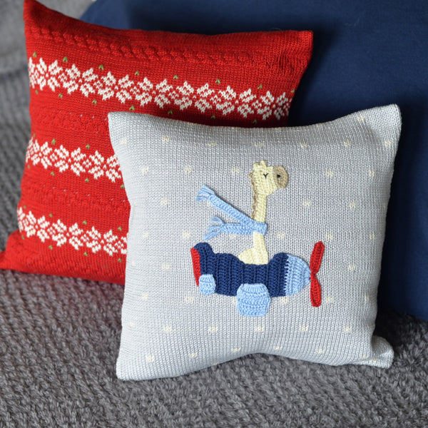 Giraffe Pilot in Plane 10" Pillow