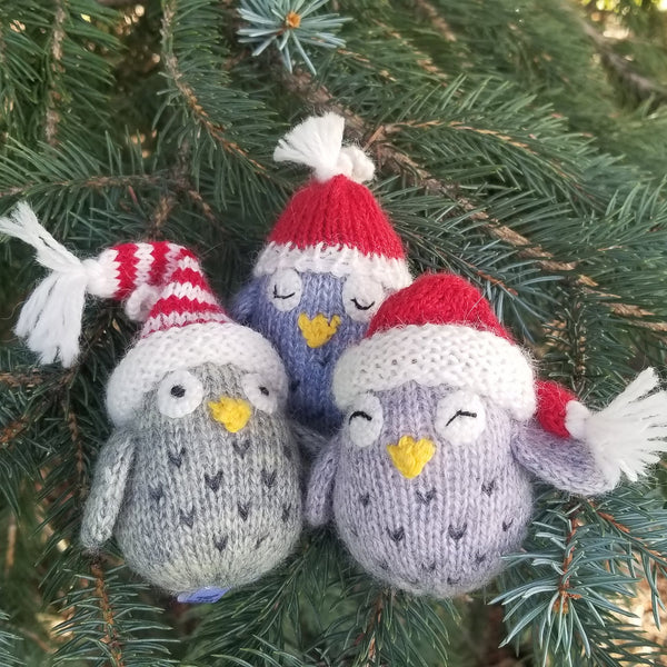 Owls with Hats Ornament- set of 3