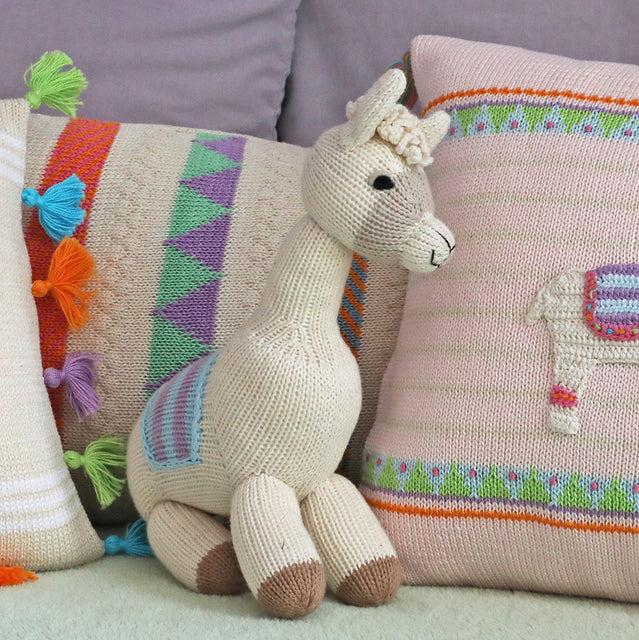 Knit Lama with Knit Pillows