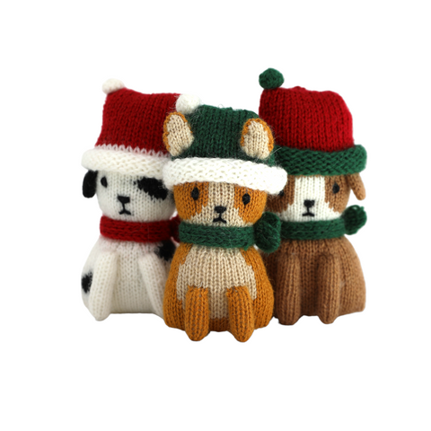 Christmas Puppy Ornaments, set of 3