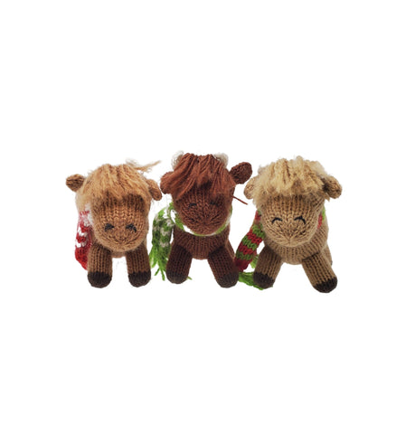 Highland Cow Ornaments, set of 3