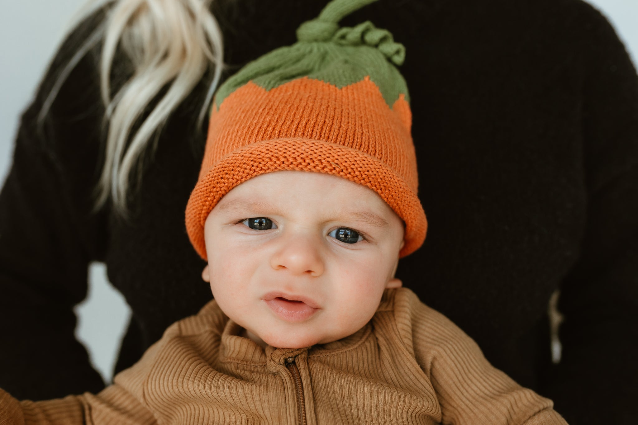 Handmade Hand Crafted Adult Fall Knit Wool Hat Cream and Pumpkin Chocolate Cream or pumpkin pie hat main image 3