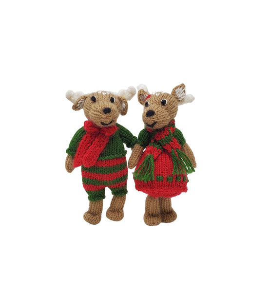 Holiday Deer Ornaments, set of 2