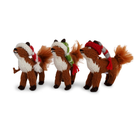 Fox with Hat Ornament - Set of 3