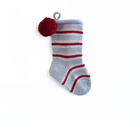 Mini Candy Stripe Stocking, Grey