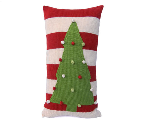 Christmas Tree Lumbar Pillow with Stripes