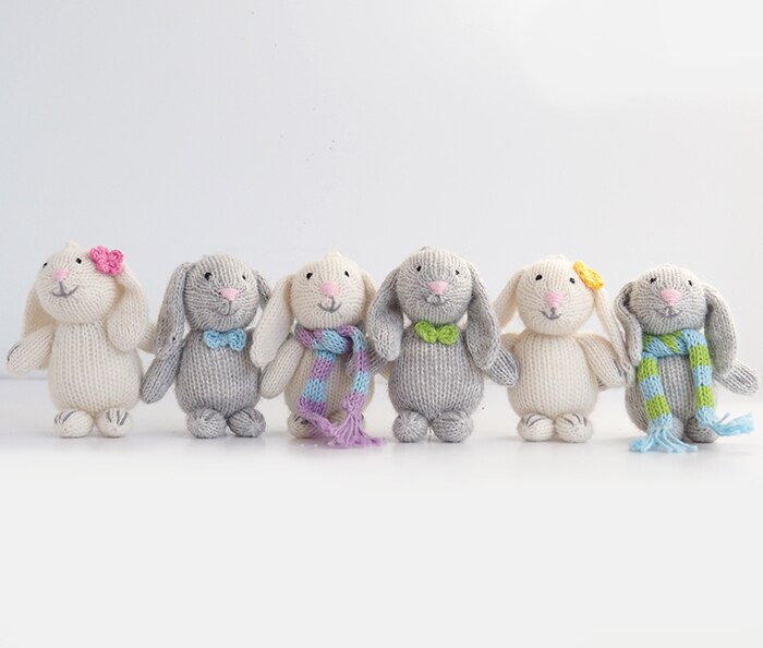 Bunny with Pastel Accessory Ornament- set of 6