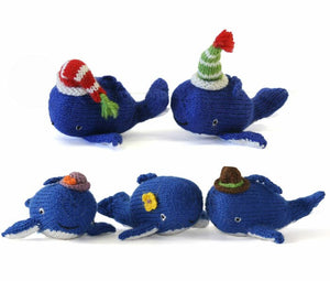 Blue Whale Ornaments- set of 6