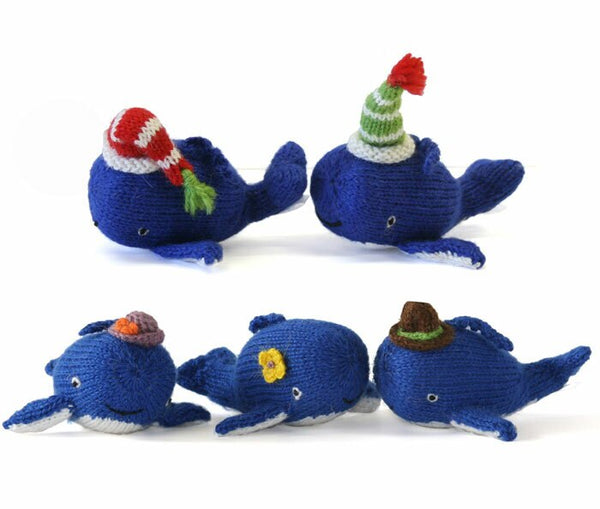 Blue Whale Ornaments, set of 6