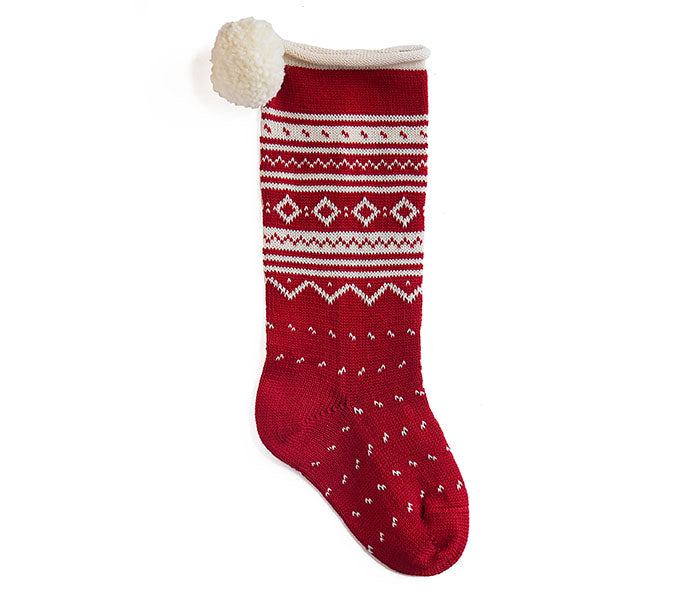 Nordic Roll Cuff Stocking - Red