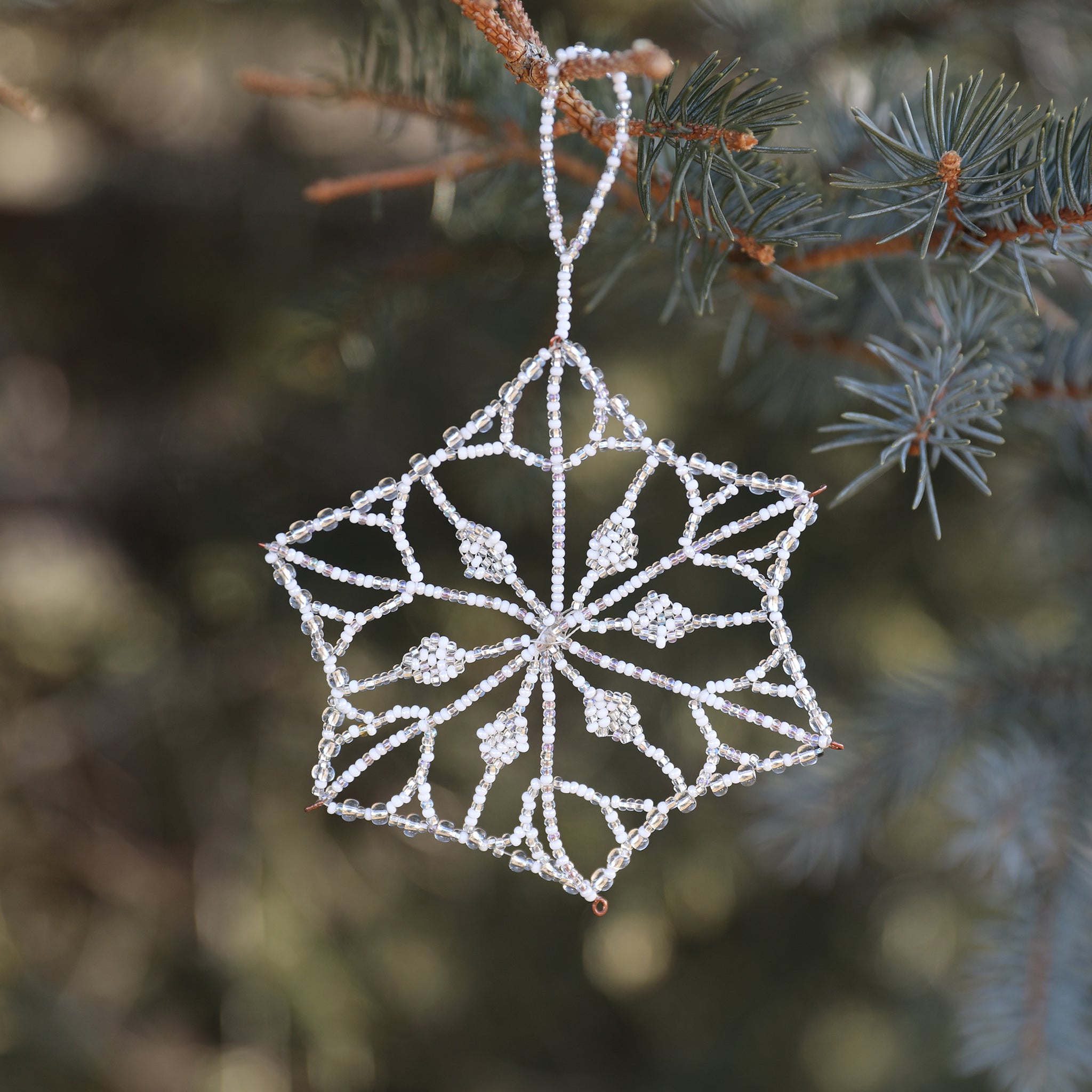 Beaded Snowflake Ornament, 6 point