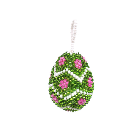 Beaded Easter Egg Ornament, Green