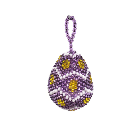 Beaded Easter Egg Ornament, Lilac