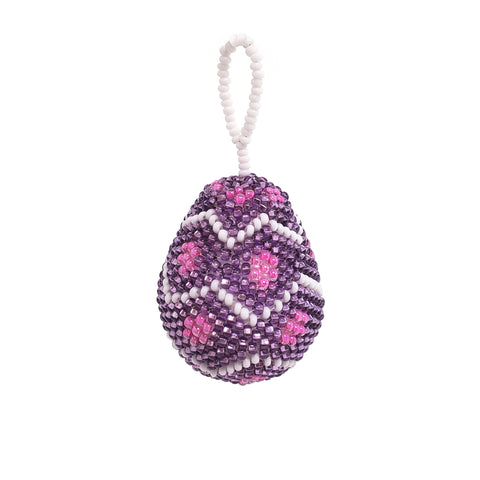 Beaded Easter Egg Ornament, Pink