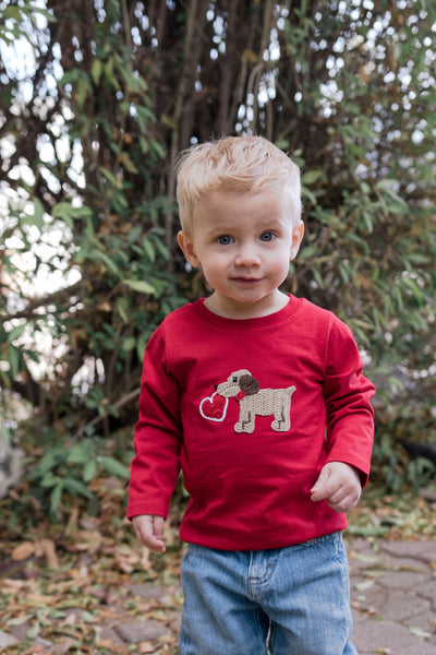 Valentine Puppy Tee, Red