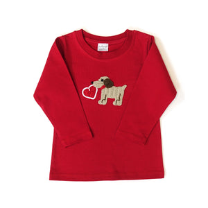 Valentine Puppy Tee, Red