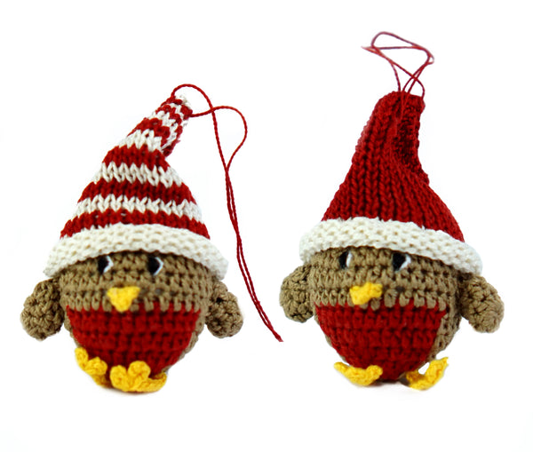 Crochet Robin Ornament- set of 2