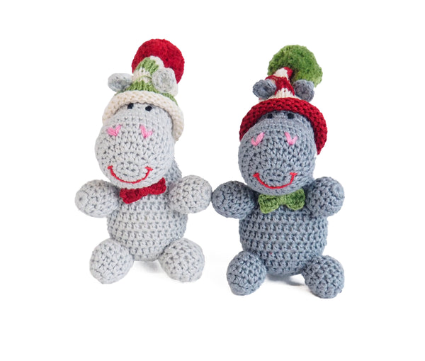 Crochet Hippo Ornaments, set of 2