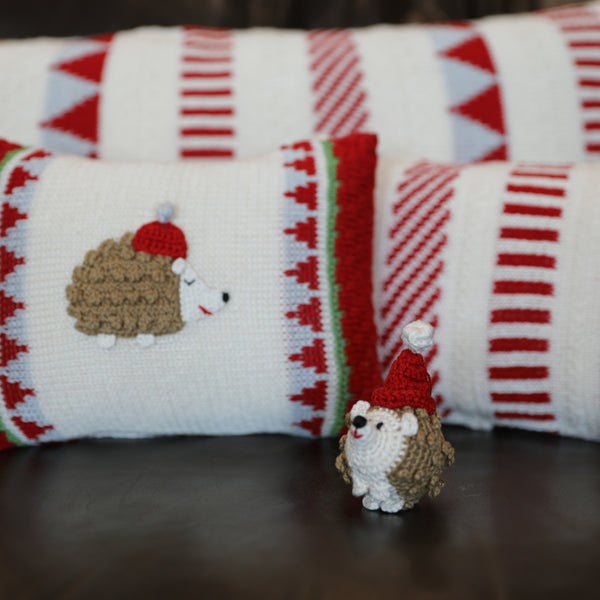 Crochet Hedgehog in Santa Hat Ornament