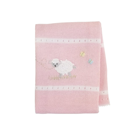 Lamb Baby Blanket, Pink